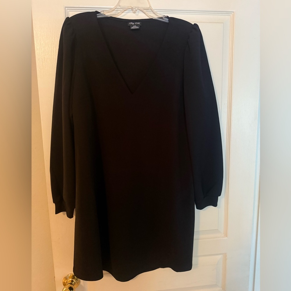 City Chic Black V-Neck Dress